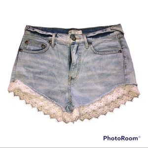 Free People Lace Jean Shorts